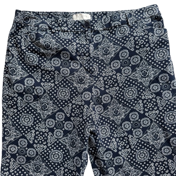 Talbots Pants - Talbots Womens Capri Pants Size 14 Navy White Paisley Stretch Office Patterned